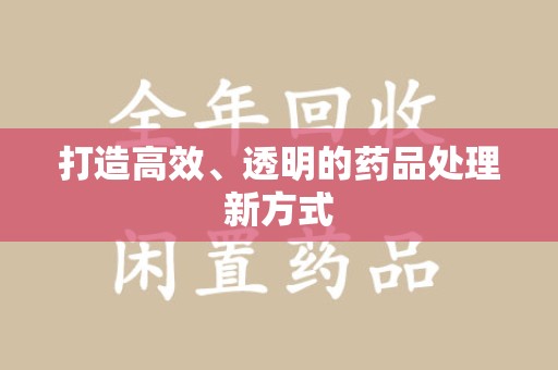 安庆打造高效、透明的药品处理新方式